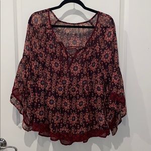 Hollister sheer long sleeve tunic top